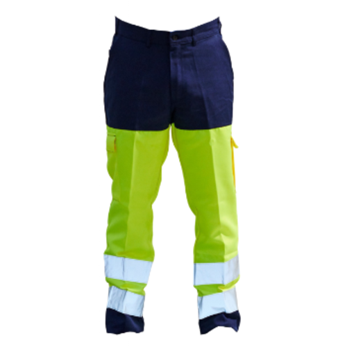 PANTALON HV 01HVJ580 VISION COLORIS MARINE/JAUNE