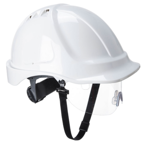 CASQUE ENDURANCE VISOR BLANC COQUE ABS AERE jugulaire 2 points