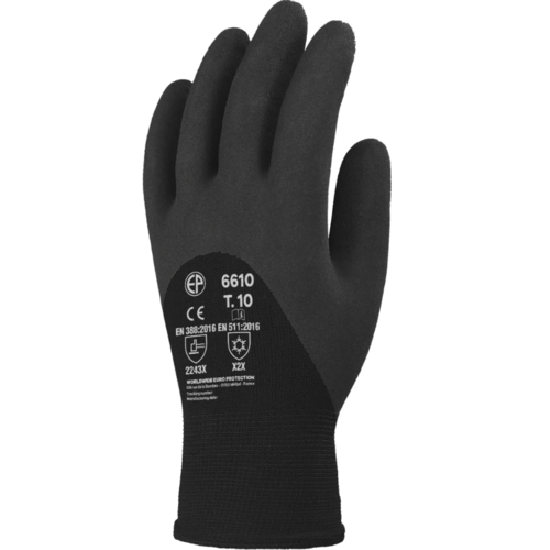 Gant EUROWINTER enduit mousse latex noir dos a&eacute;r&eacute;