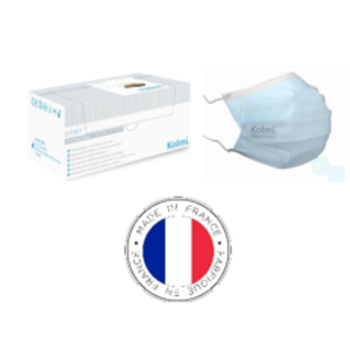 Masque hygi&egrave;ne OP'R BLEU M13101-30 MADE IN FRANCE Bte 60 masques (Carton de 16)