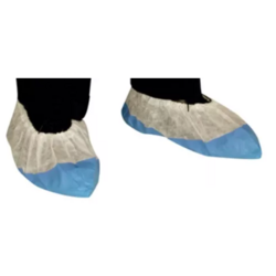 Couvre chaussures haute r&eacute;sistance blanc/bleu (Lot de 50)