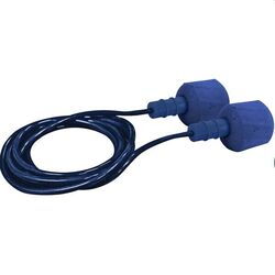 Bouchons d'oreilles cylindriques bleu d&eacute;tectables cord&eacute;s SNR30db (Bte de 100)
