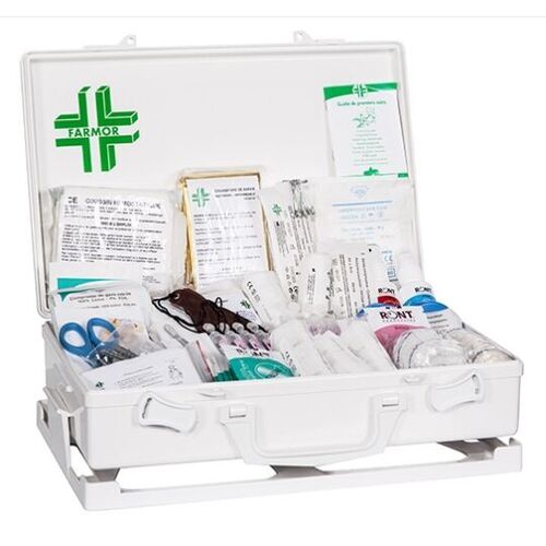 Coffret de secours 20 personnes avec plaque de fixation mural