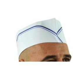 Calot papier réglable STD blanc - liseré bleu (Boite de 100) Calot papier réglable STD blanc - liseré bleu (Boite de 100)