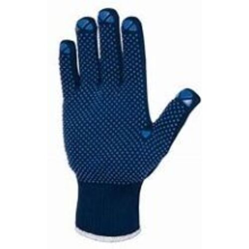 Gants support tricot&eacute; nylon doubl&eacute; coton picots PVC sur paume jauge 13