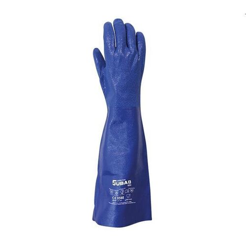 Gant nitrile bleu protection chimique long 50cm CAT3