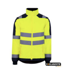 BLOUSON DE FROID HV KITA MANCHES AMOVIBLES JAUNE/MARINE SERIGRAPHIE DOS NEFAB INCLUSE