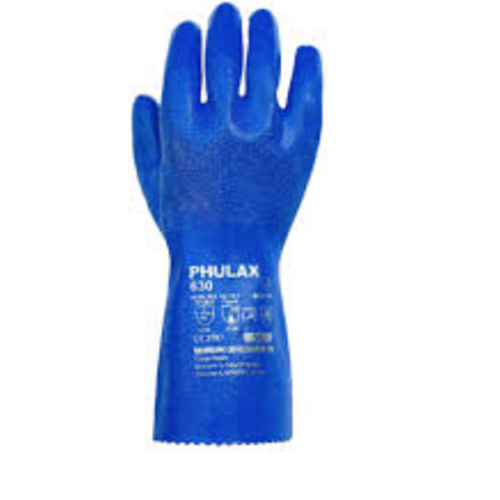 Gant protection chimique PHULAX nitrile bleu support coton 30cm
