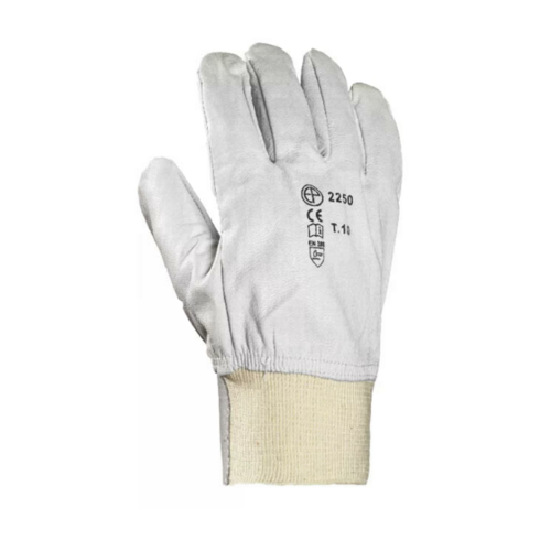 Gants fleur ch&egrave;vre poignet tricot, prot&egrave;ge art.